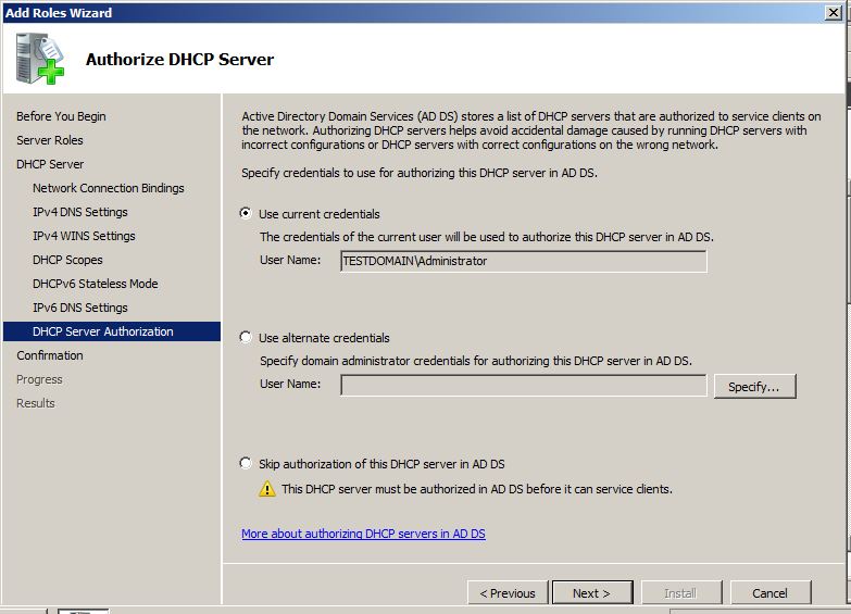 DHCP Server Authorization